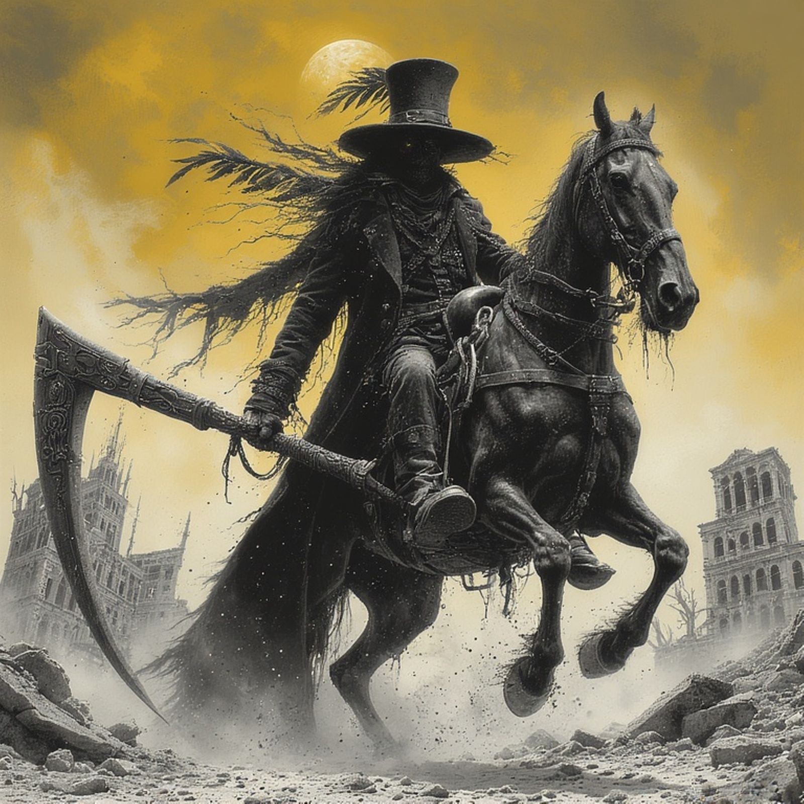 A hyperrealistic black and white fantasy art piece of the Gr...