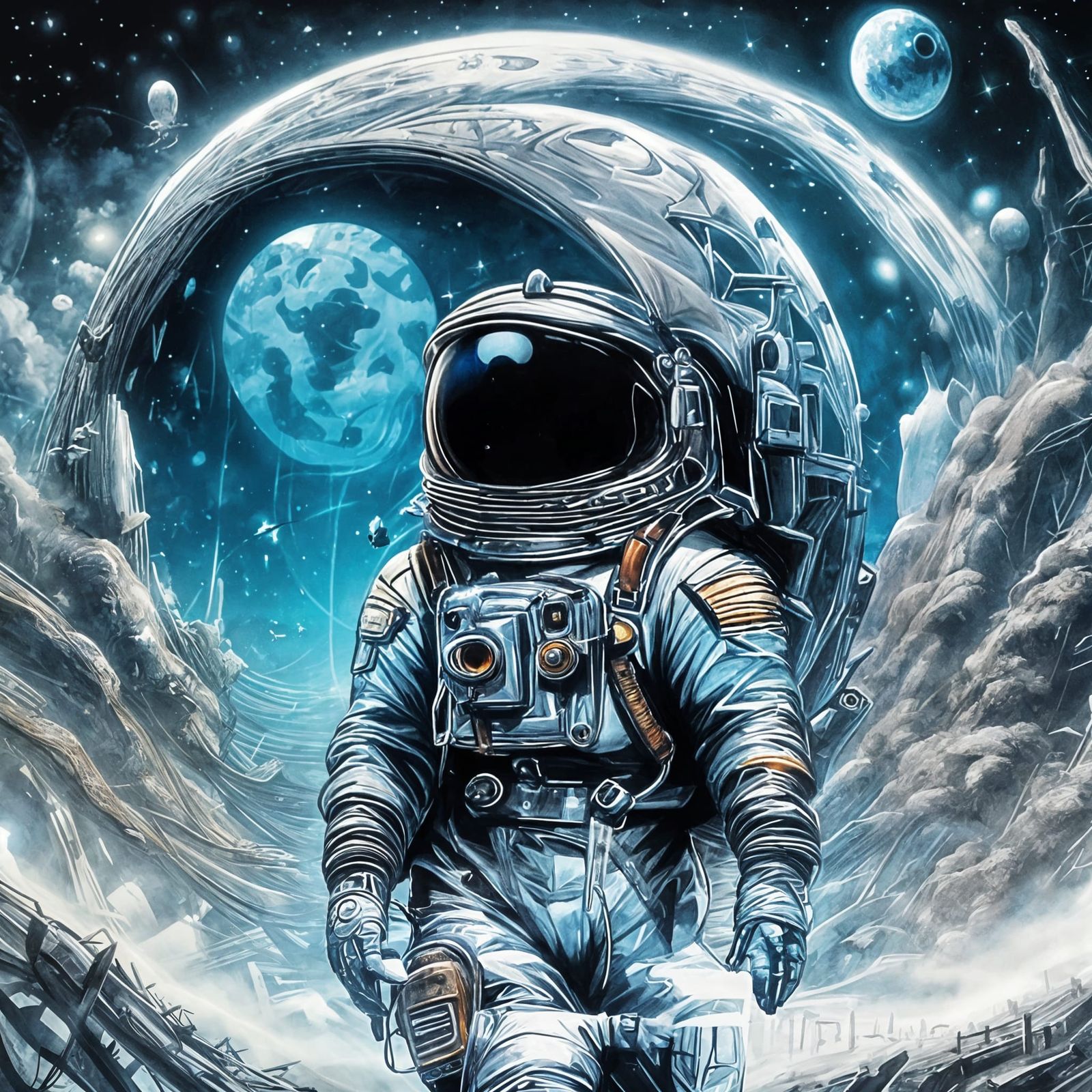 UFO Abduction in Sci-Fi Comic Style