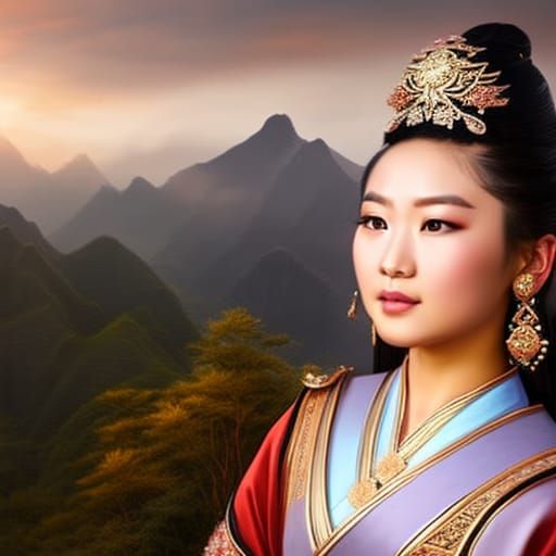Extraordinary beautiful asian girl in classical chinese outf...