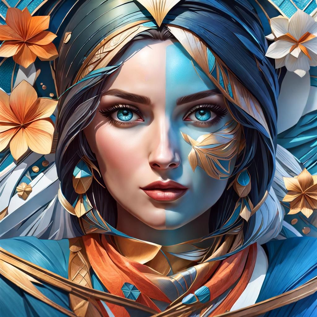 Beautiful Woman Portrait in Hyperrealistic Digital Art Style