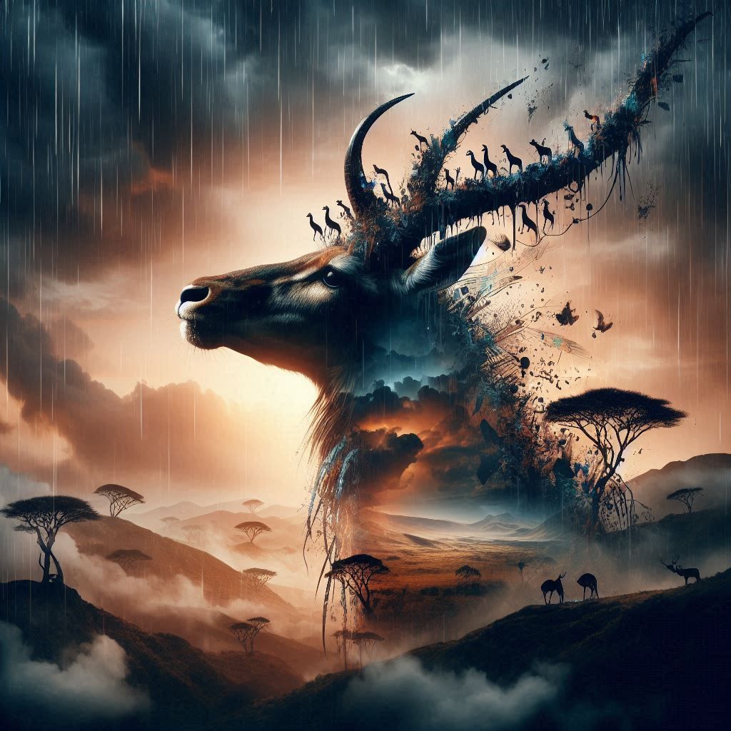 double exposure beautiful fantasy DALL-E 3 portrait landscap...