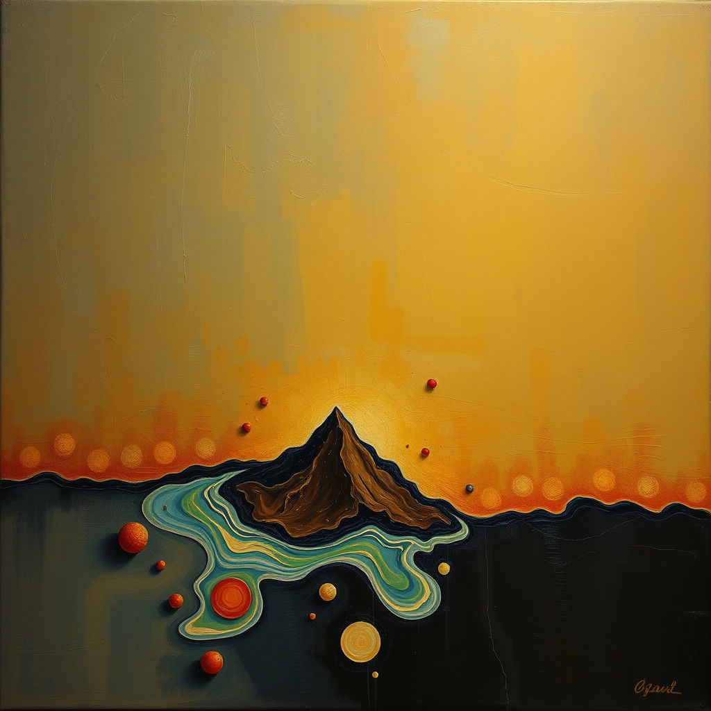 Surreal Blue Heart Melts into River, Dali Style