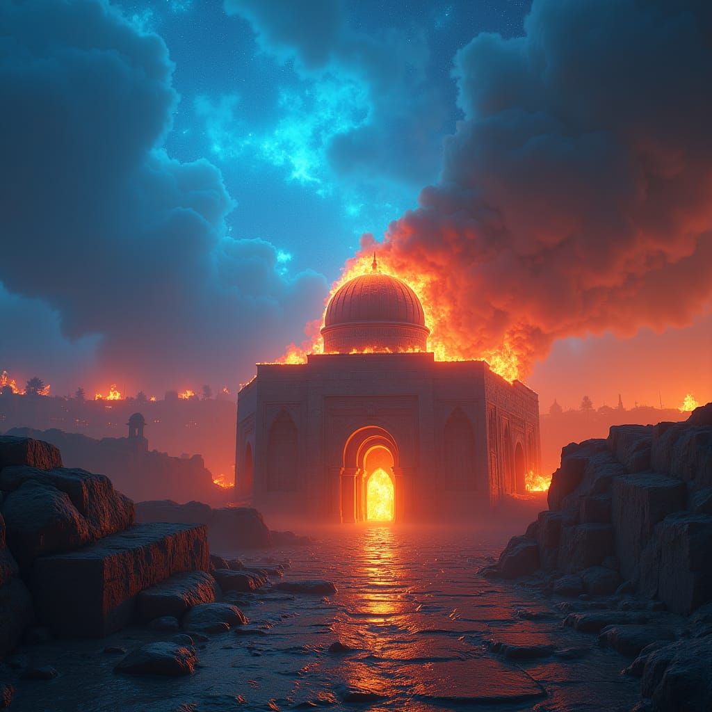 Temple Mount Ablaze in Ethereal Inferno