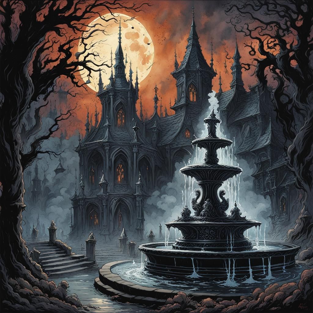 Haunted medieval fountain  by @Captn Cutlass