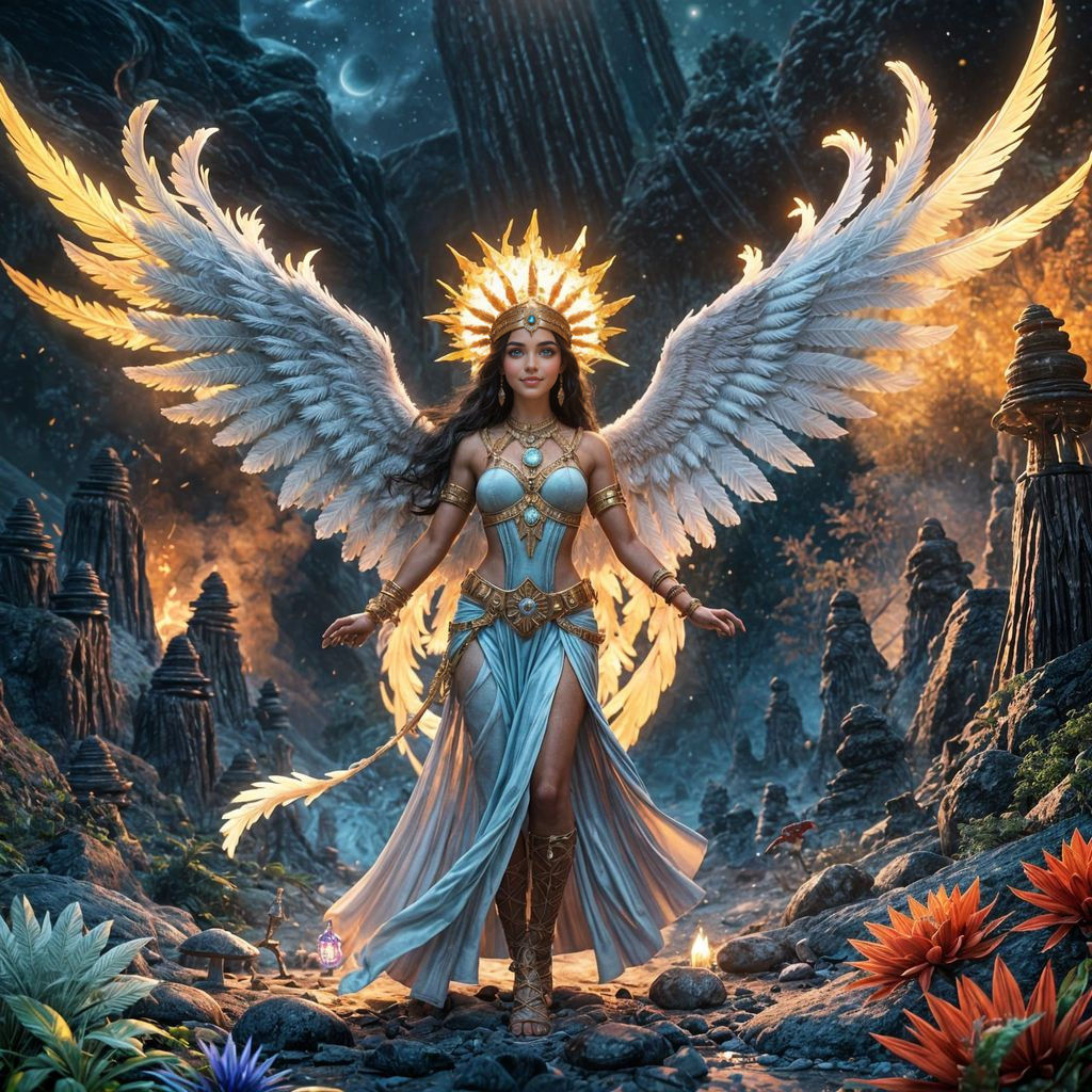Winged Tribal Princess in Crystalline Atlantis
