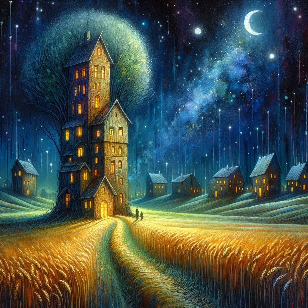 Magical night in the wheat field.