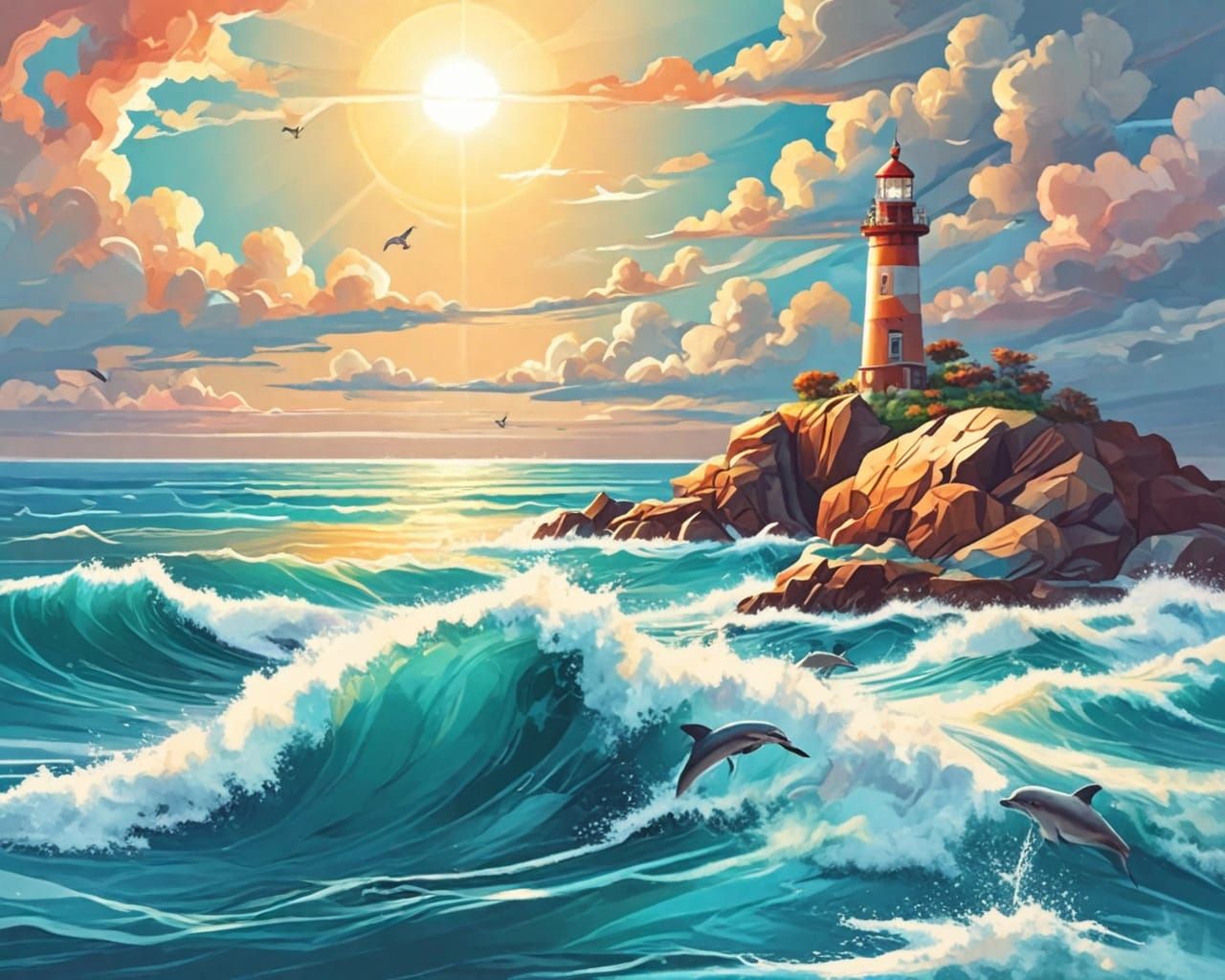 Lighthouse. Abstract scene.