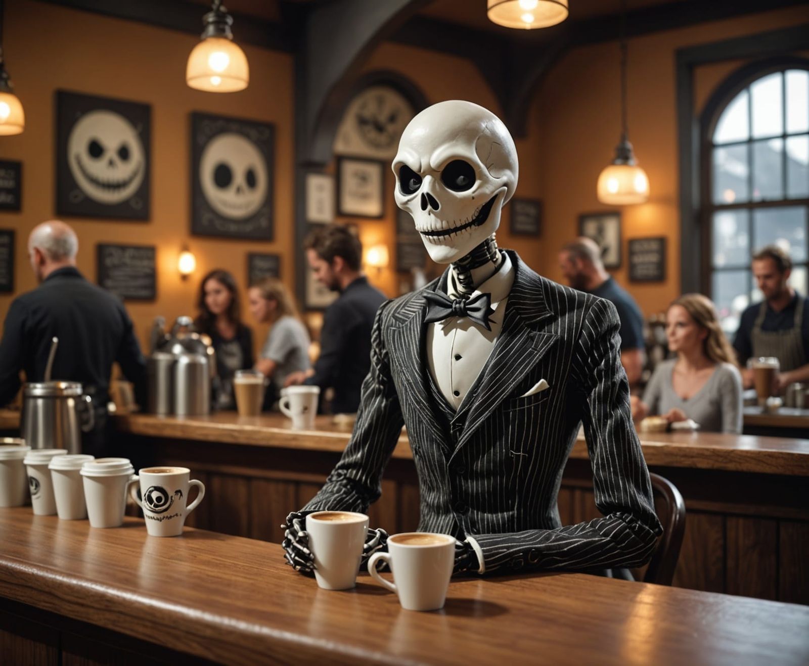 Jack Skellington in a Coffee Shop  by @EmzMc