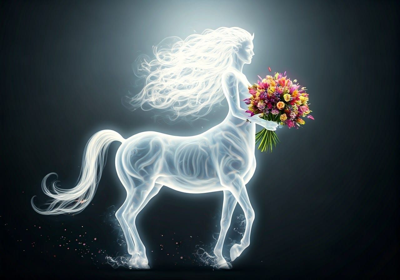 Smoke & Ash Centaur Being Courted With Bouquet Of Flowers  by @AU