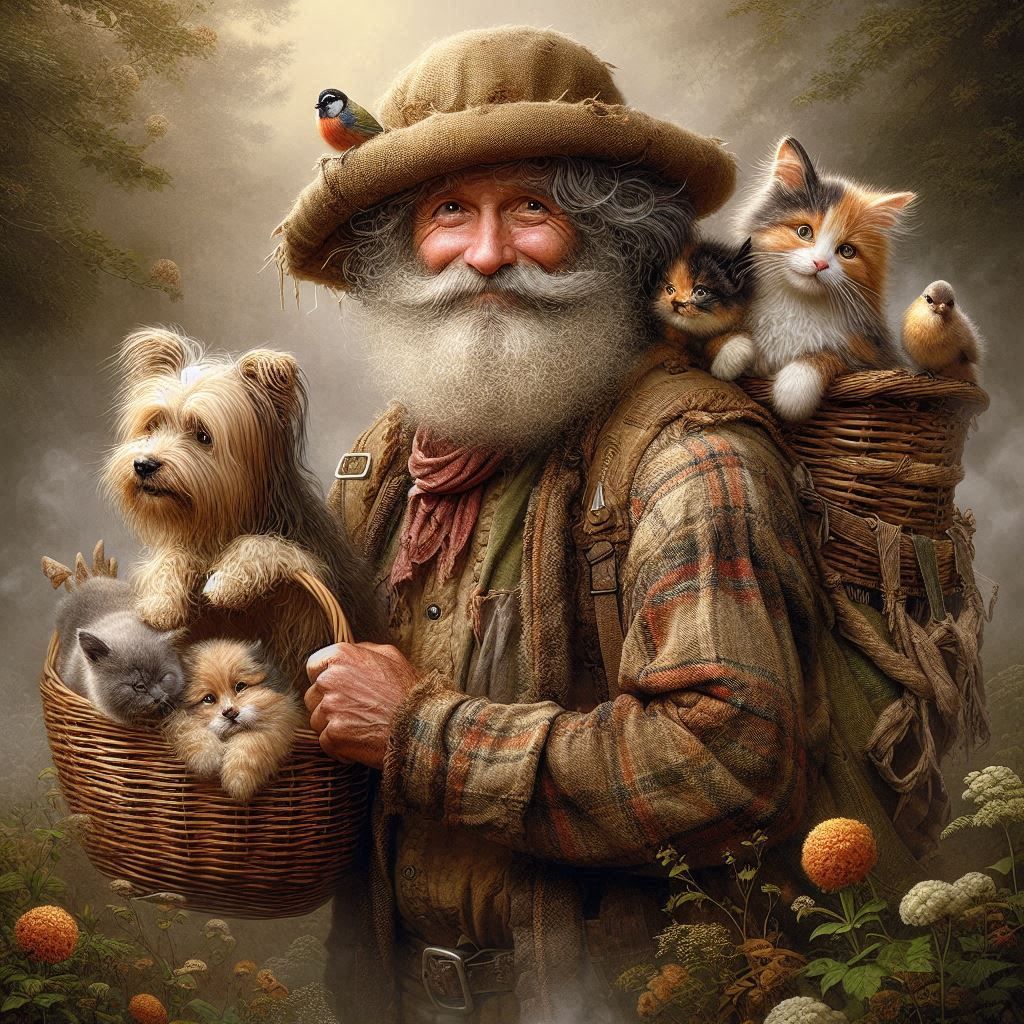 The Old-Man and His Family 😁😁🐶😸