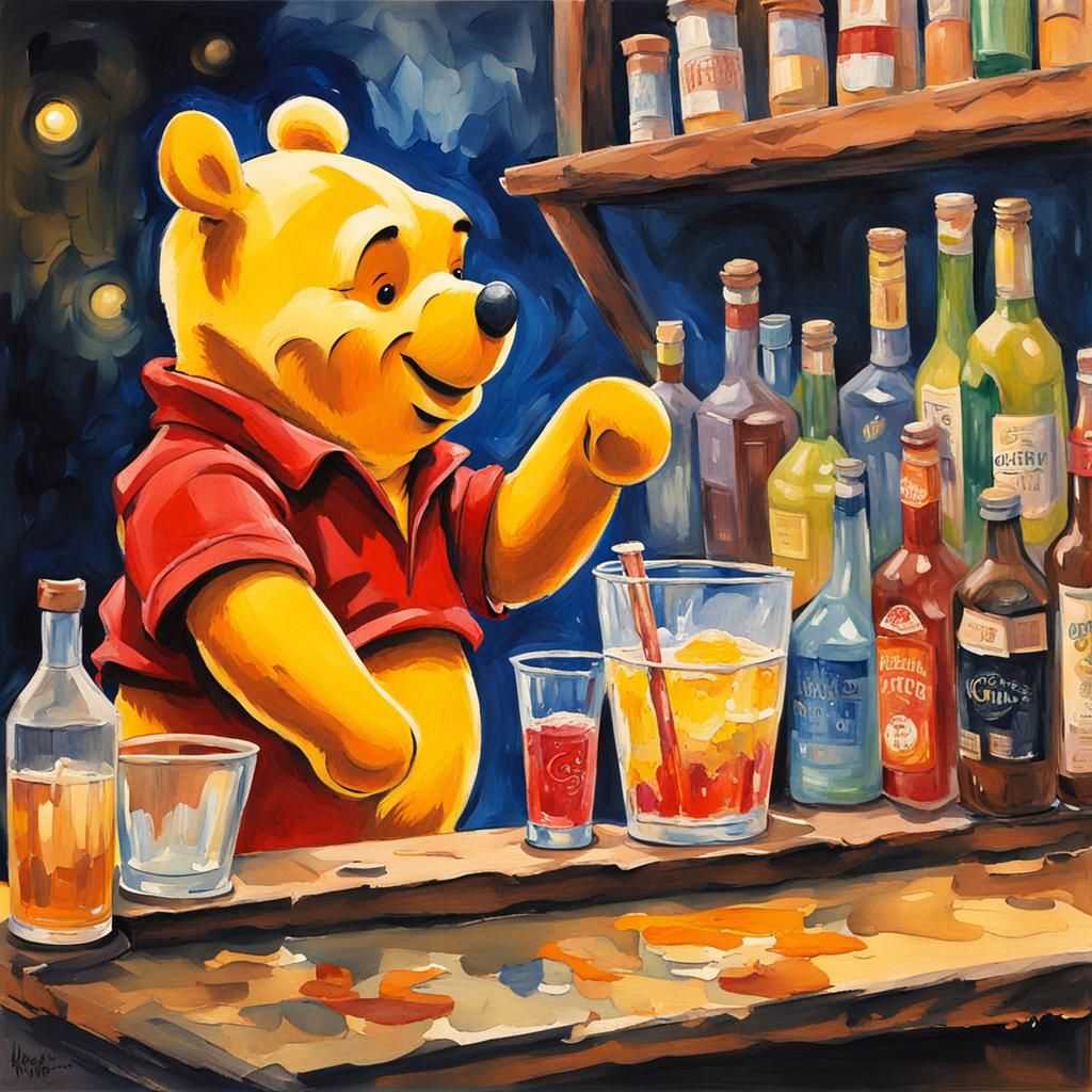 Winnie the Pooh as a bartender