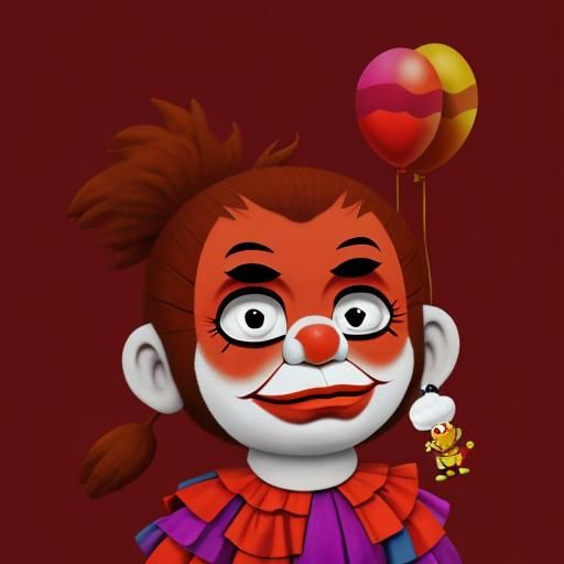 A sad clown with a monkey in the sky