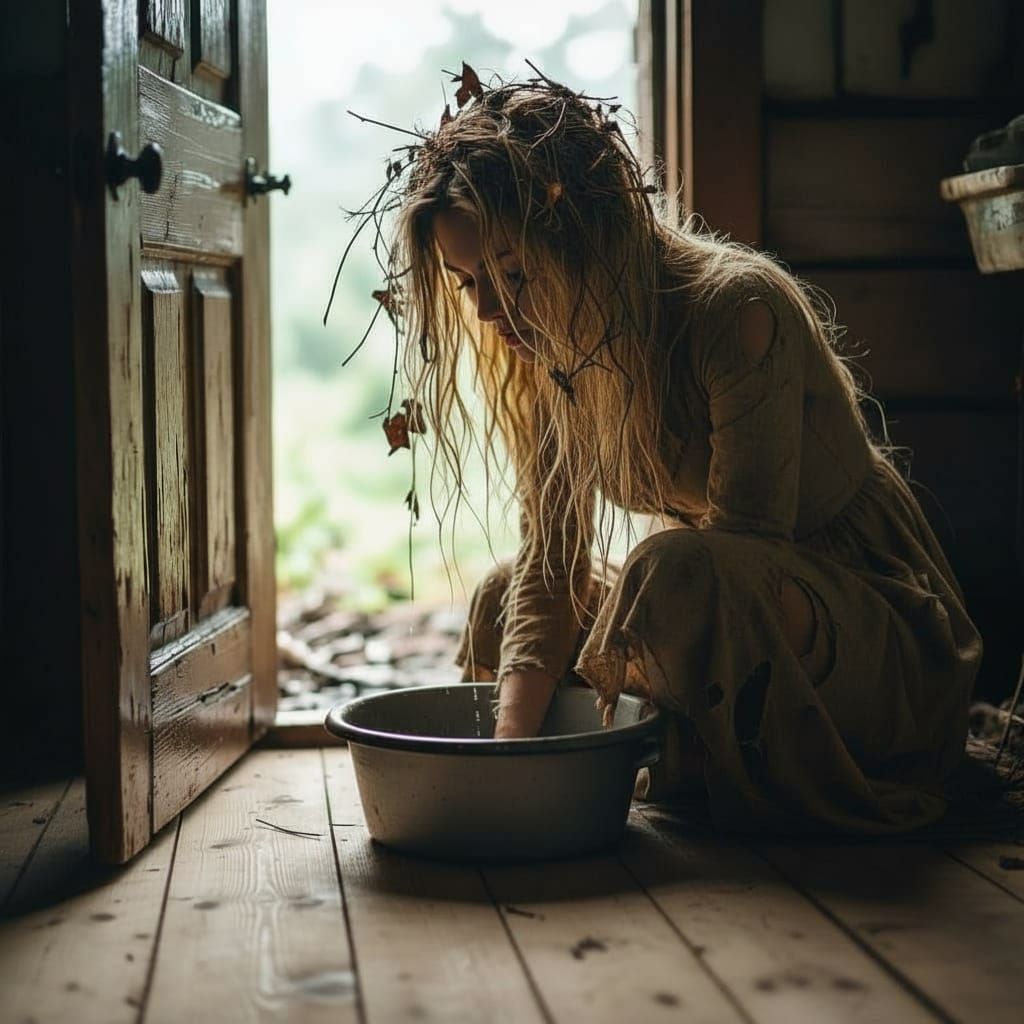 Make her cup water in her hands and drink the water out of her hands.