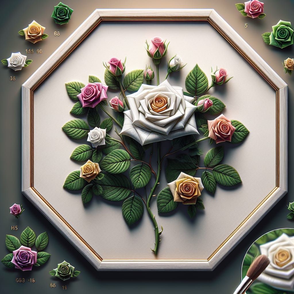 inside the frame a beautiful full-color rose in several colo...