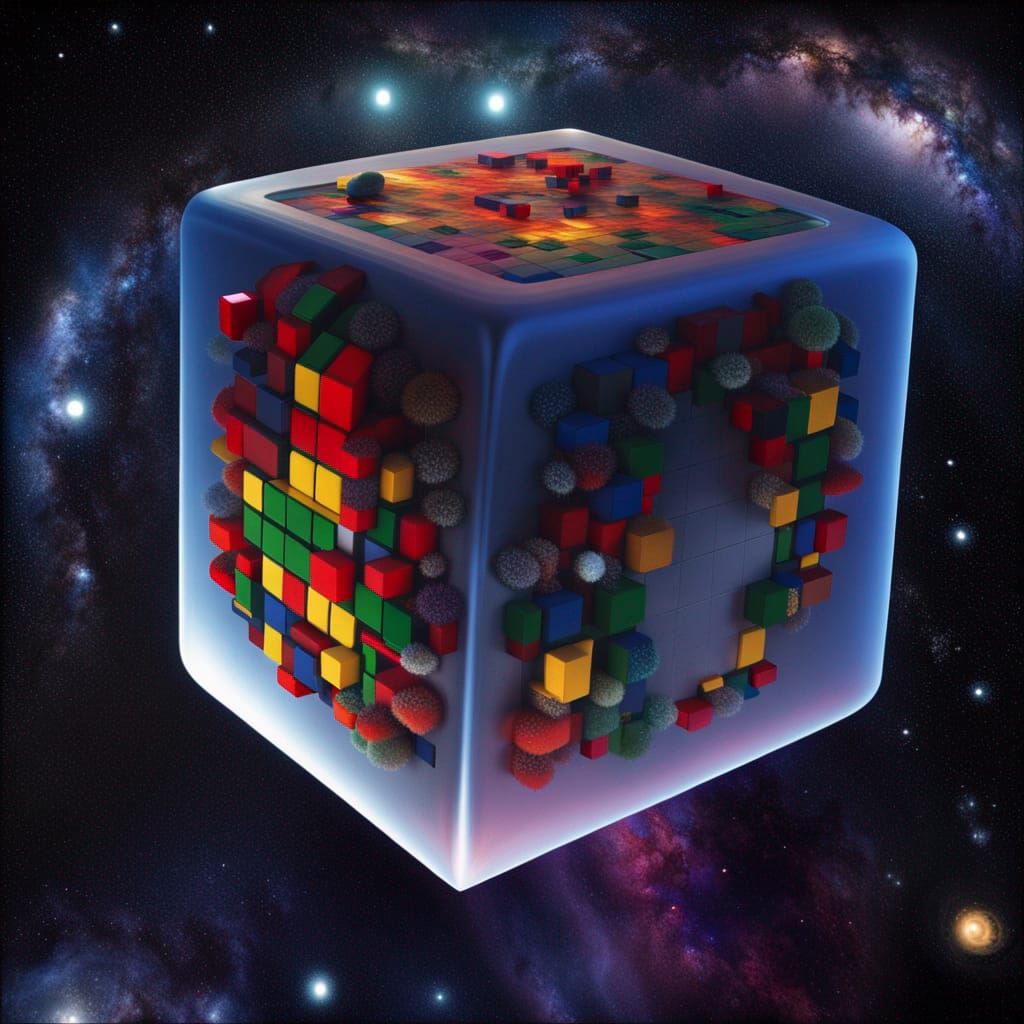 A Rubik's cube on the edge of the universe - AI Generated Artwork ...