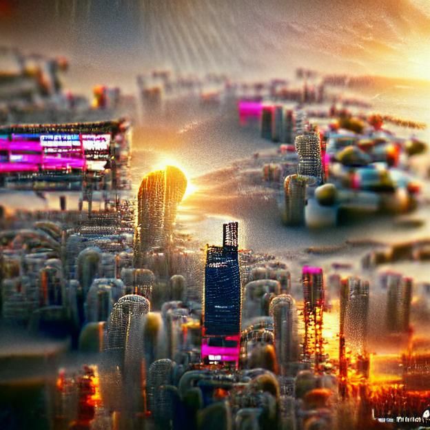 A Cyberpunk Metropolis of the Future during sunset | 8K 3D 8...