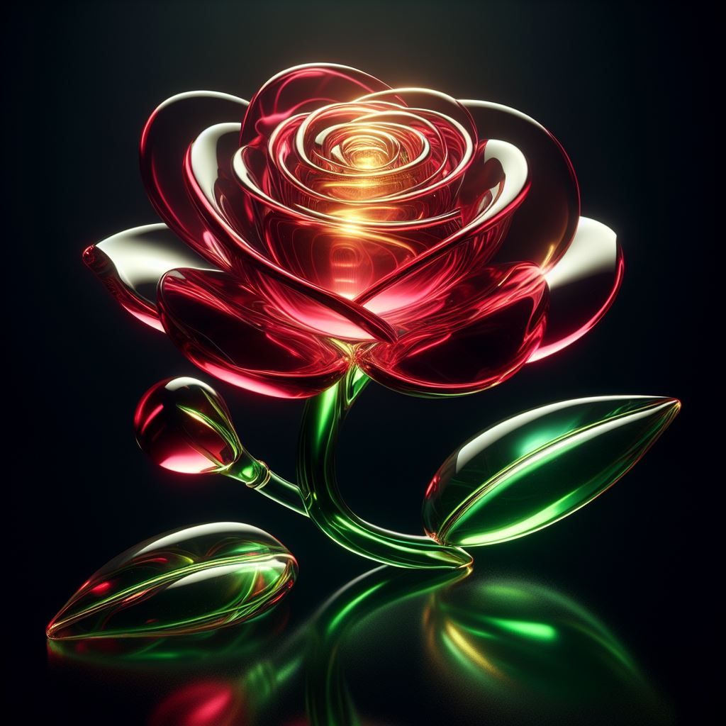 Glass Red rose