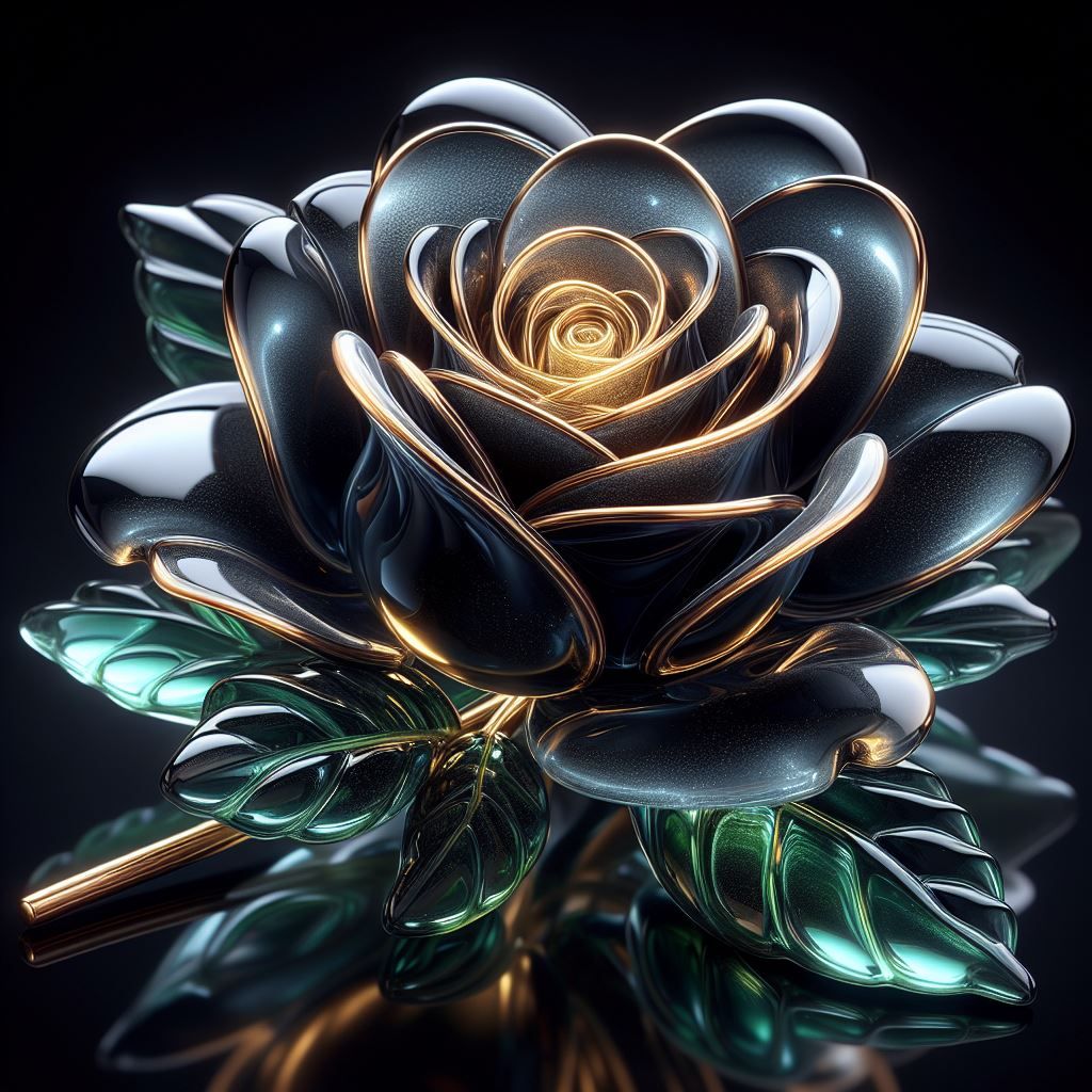 Black glass rose