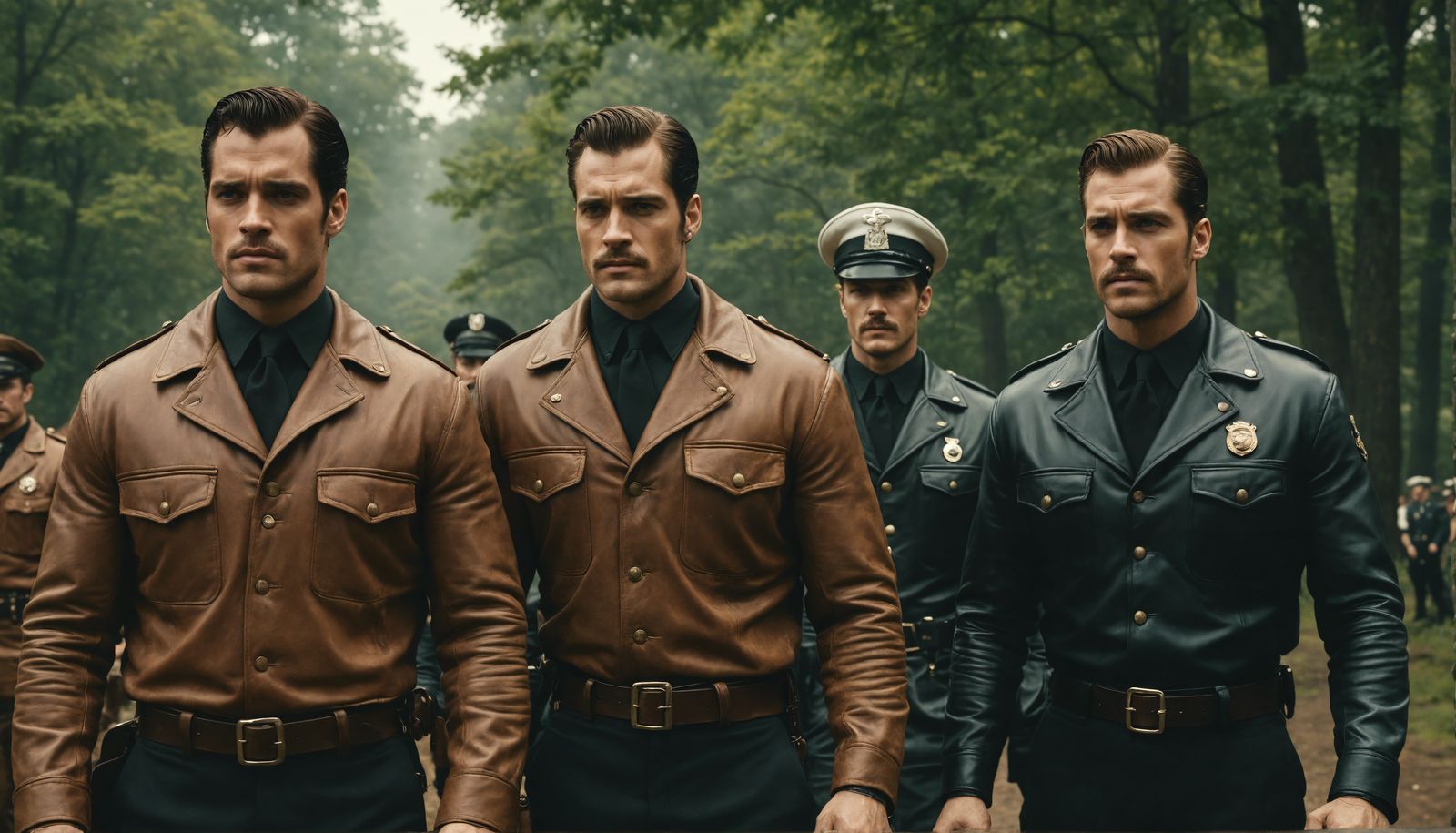 "Henry Cavill", "Joel Edgerton", "Tom Hardy", "Richard Madden", "Tom of Finland", leathermen, Cinematic film still, film...