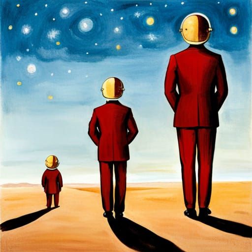 Glittering stardust on our suits, the gleam of a triple star...