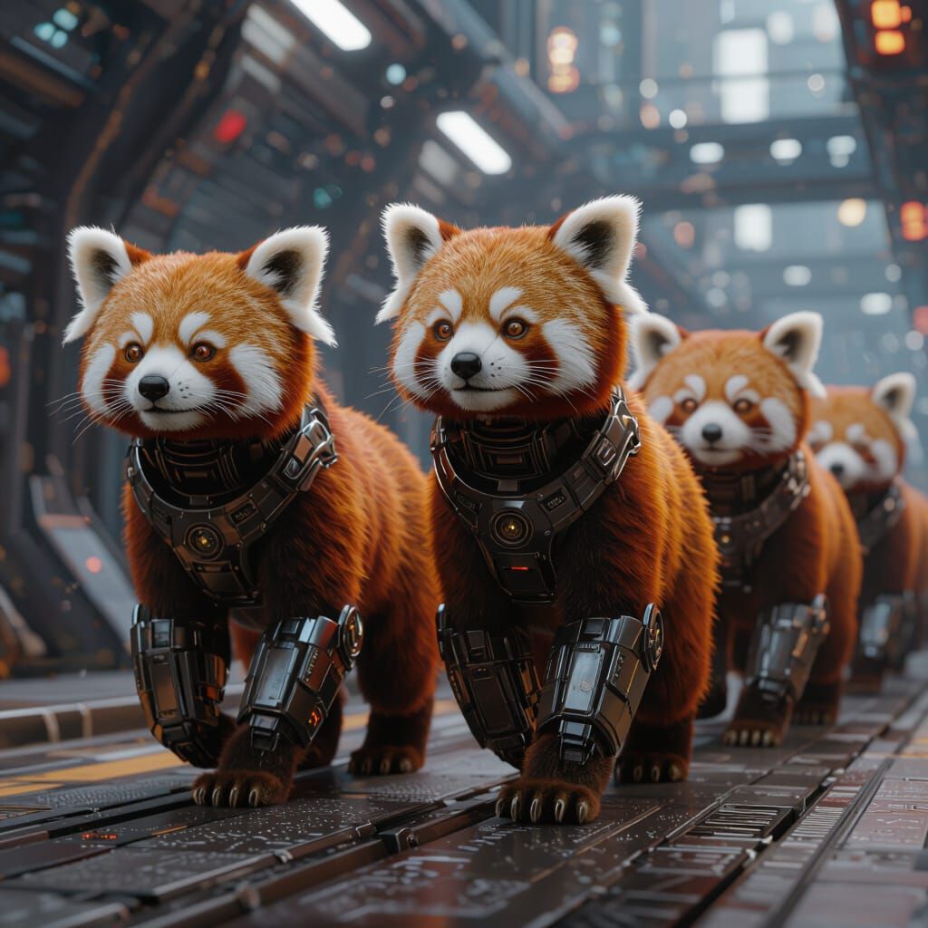Red pandas on the marsch