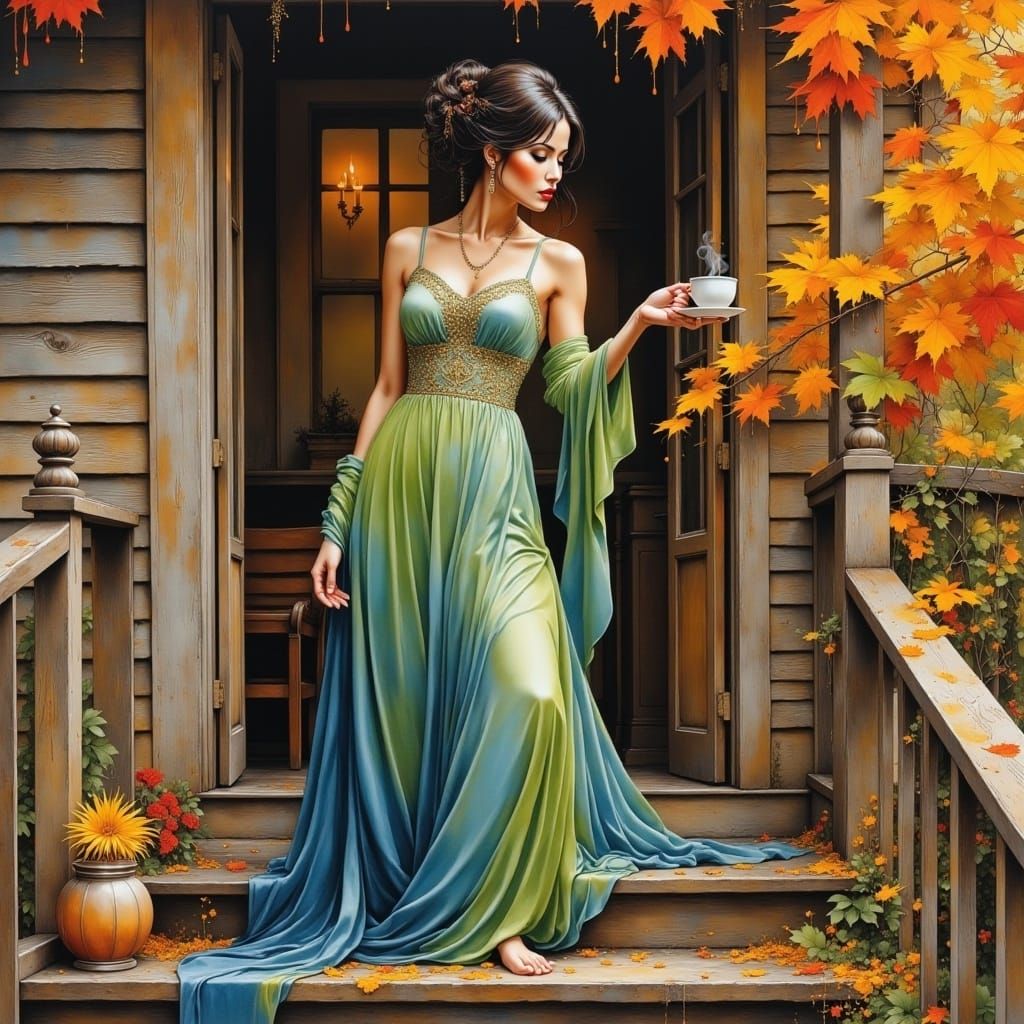 <lora:InkSplashFlux:1.0> A stunning woman , brown  hair, bun,  