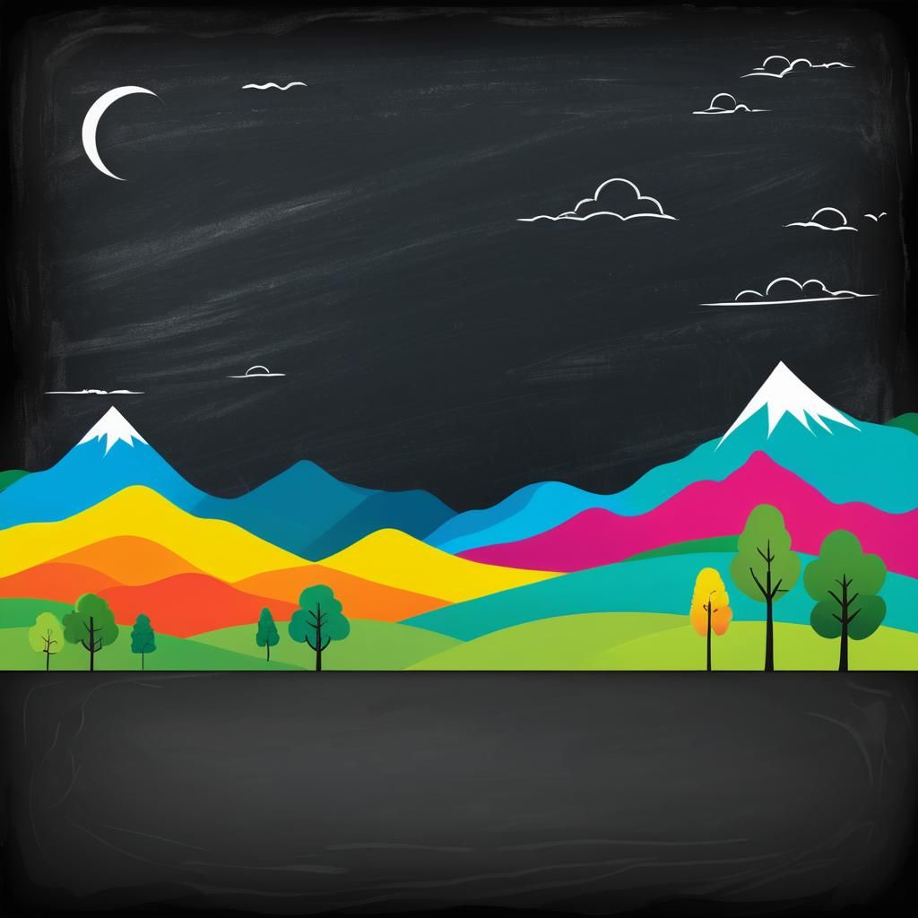 Chalkboard. Landscape. Colourful
