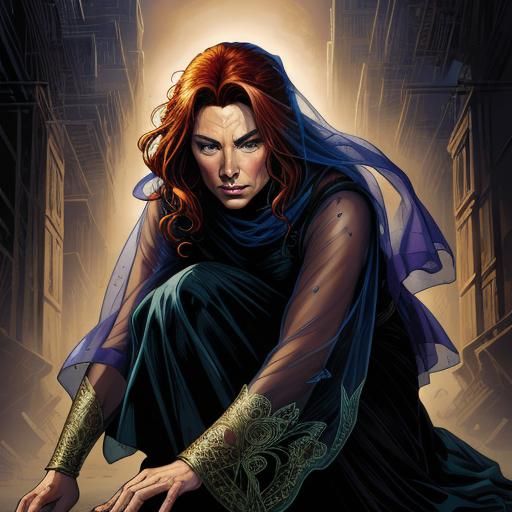 A Beautiful Woman Crouched Down Wearing Sheer Cloth