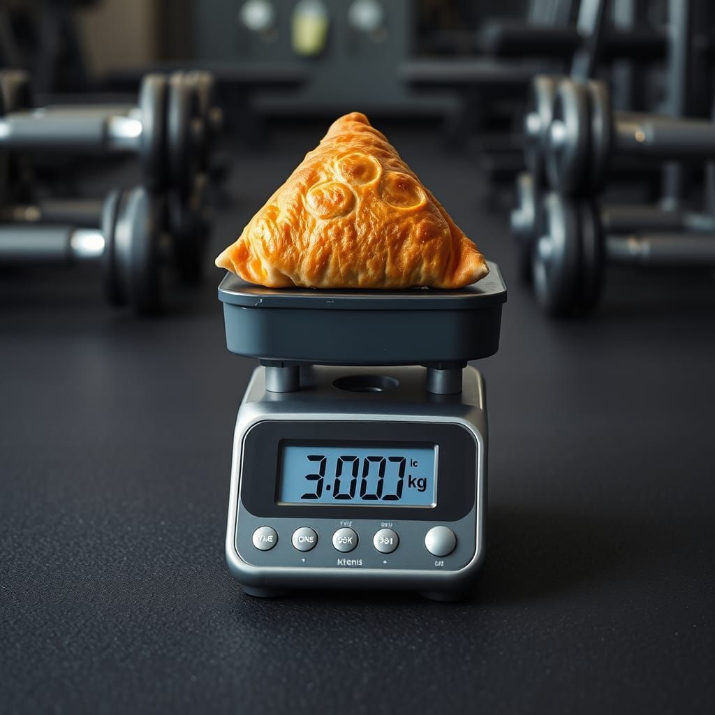 Cheese Bourekas Weighing on Gym Floor, Digital Art