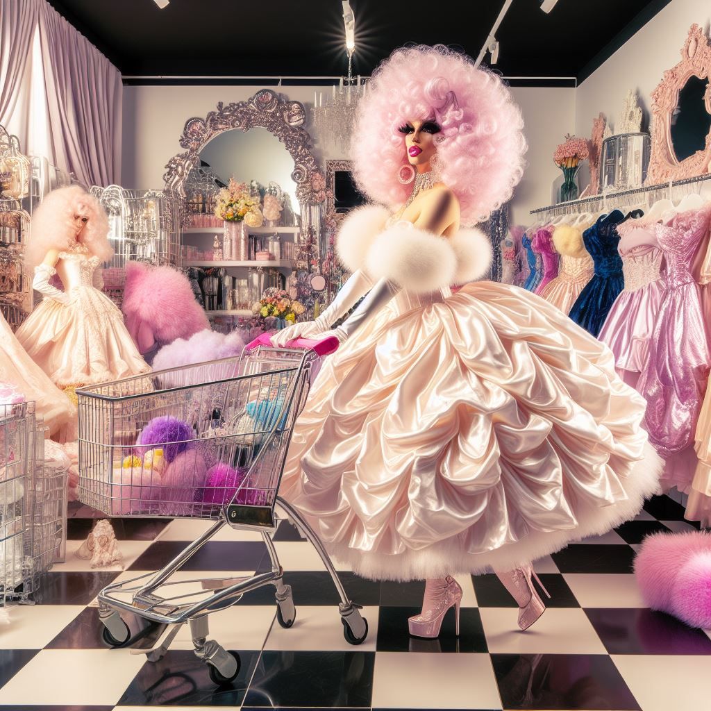 Satin Wonderland of Sissy Dresses and Wigs and Gloves and Ma...