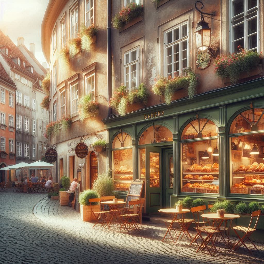 Morning Glow at the Corner Bakery