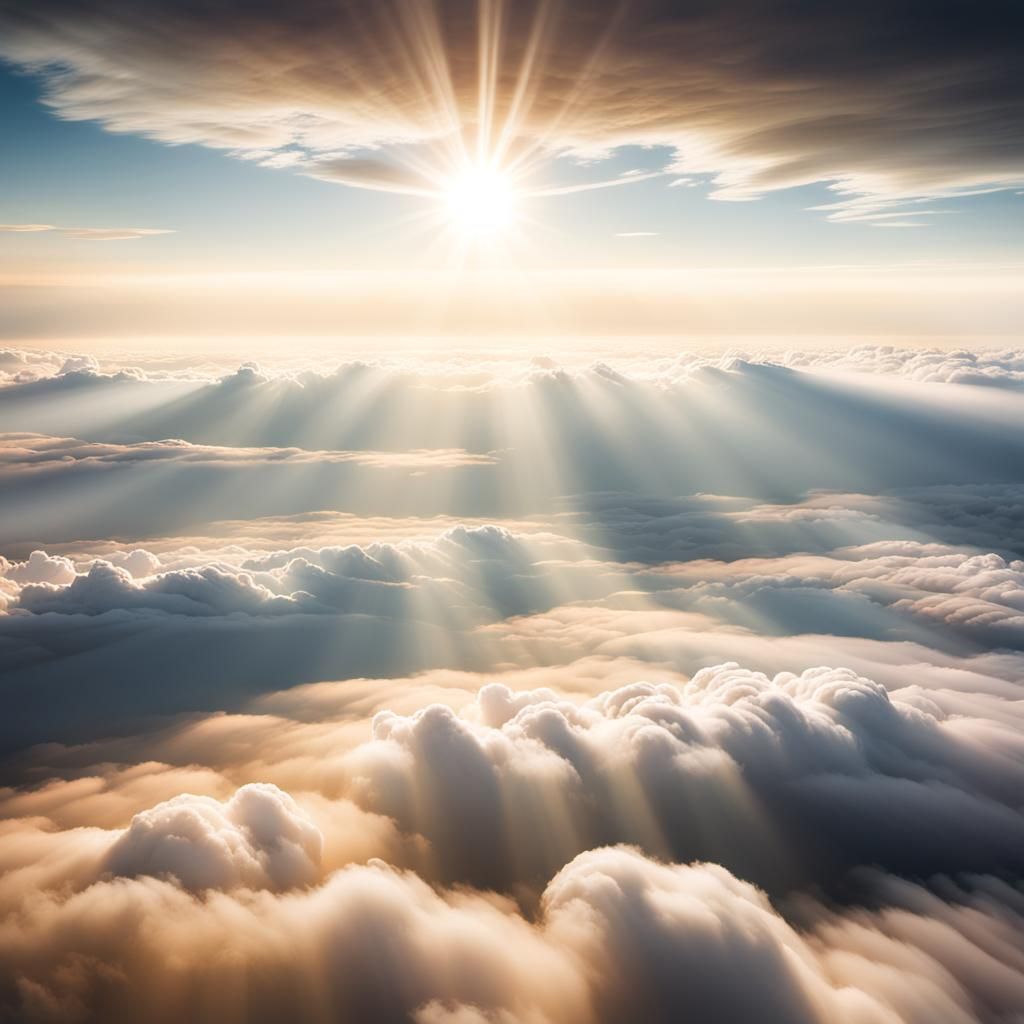 Sun rays in sea of clouds