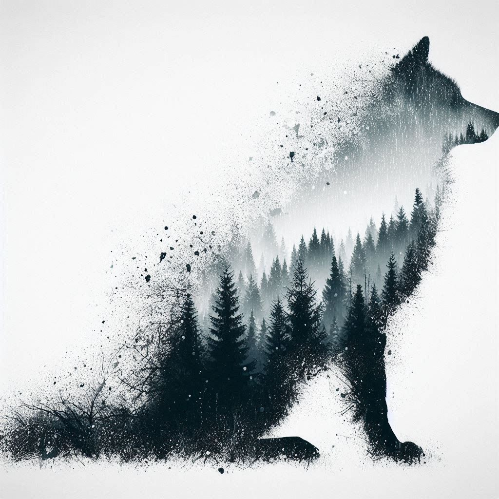 double exposure beautiful fantasy DALL-E 3 portrait landscape..