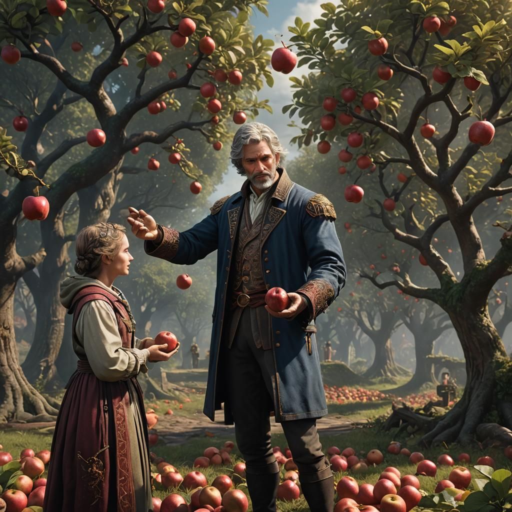 A man handing someone an apple