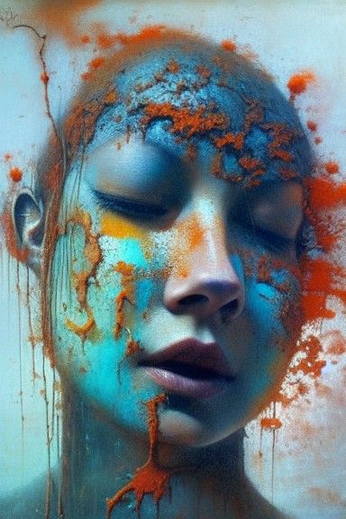 Rustic Portrait in Fire with Patinaed Scales