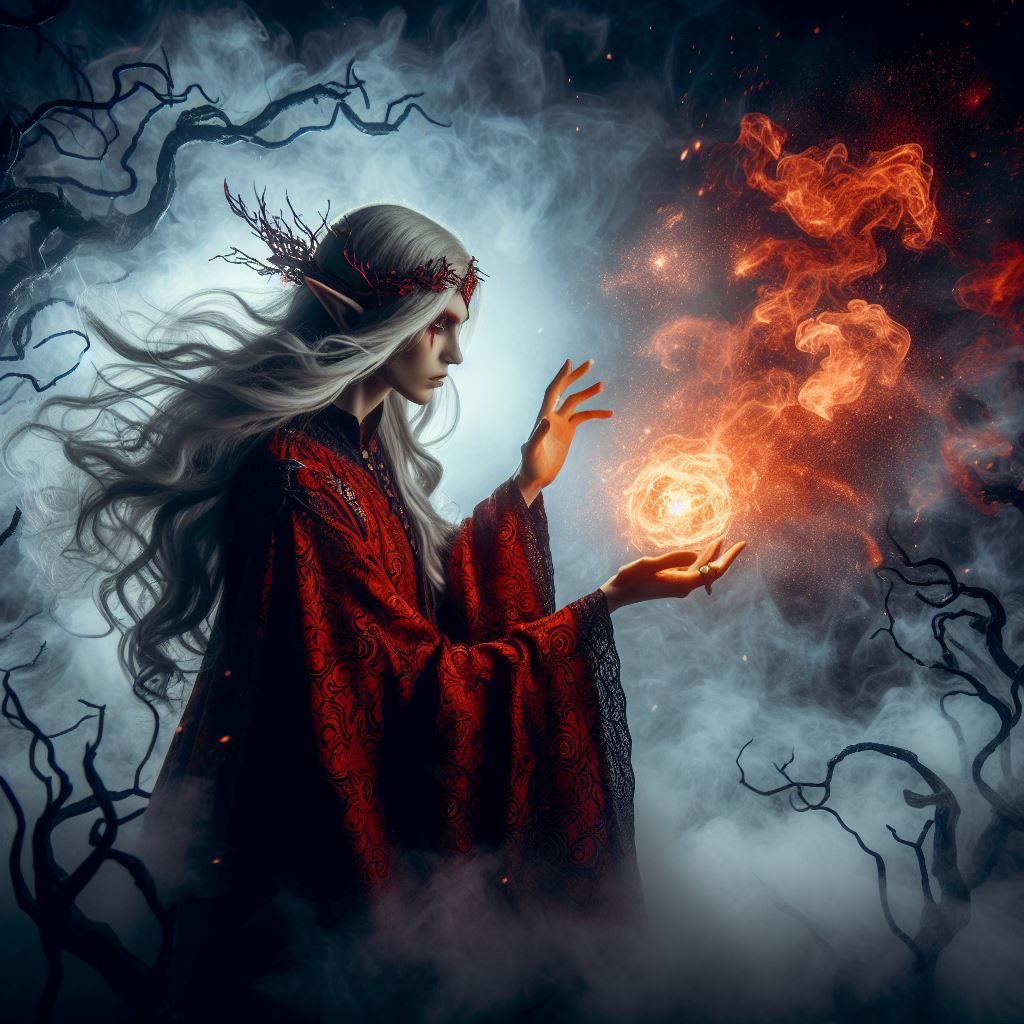 Grimdark elven red mage