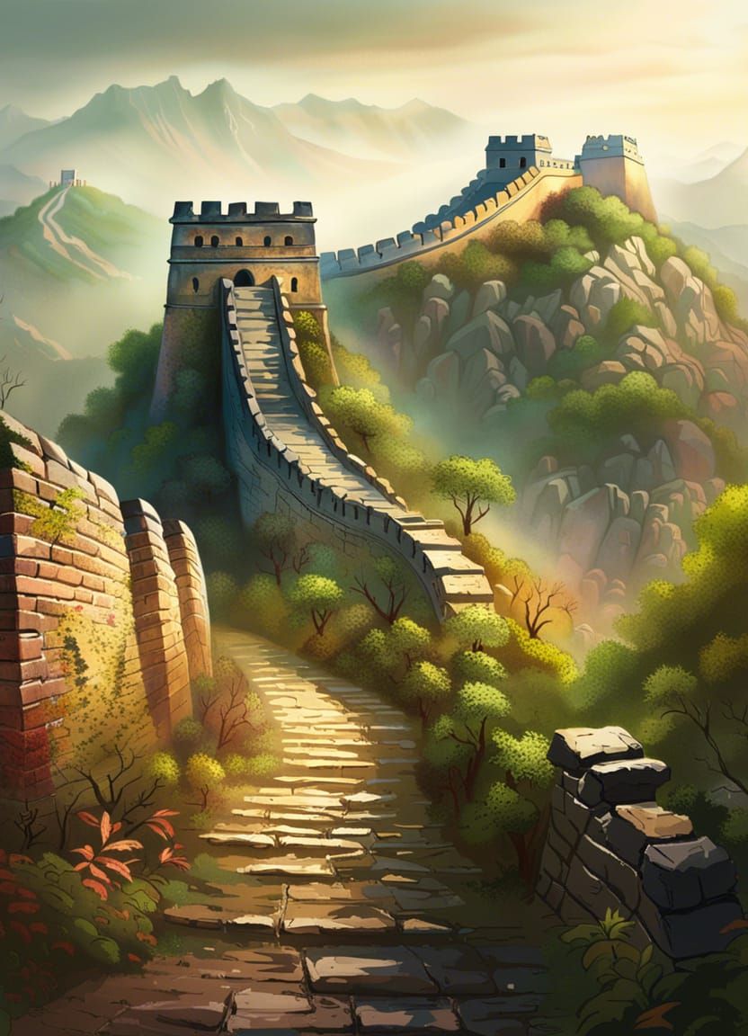 Post-apocalyptic wall of china - AI Generated Artwork - NightCafe Creator