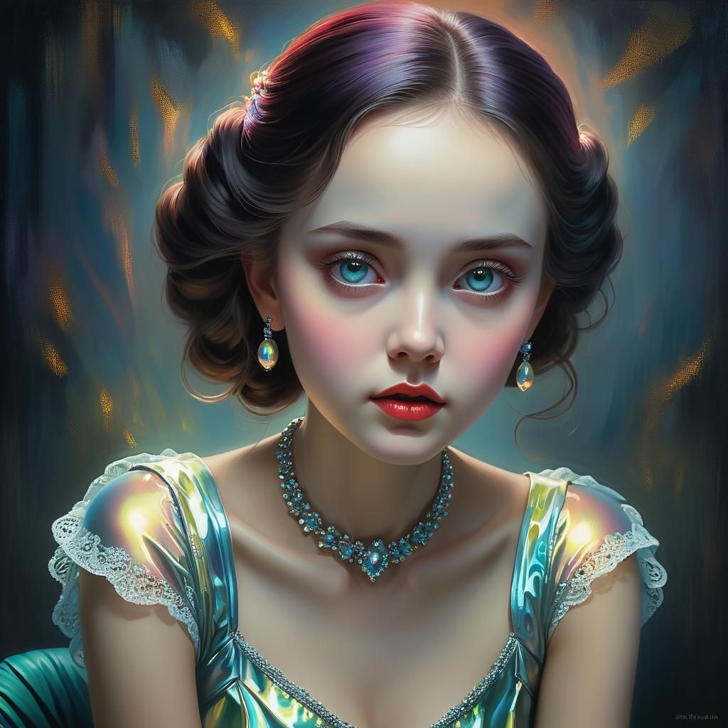 Expressive Woman Portrait in Digital Oil Painting Style