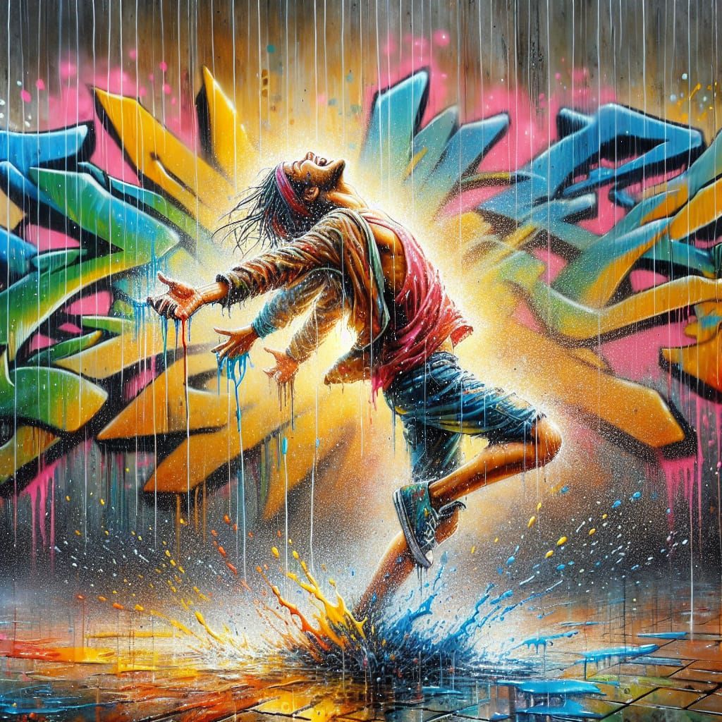 Happy dancer in the rain