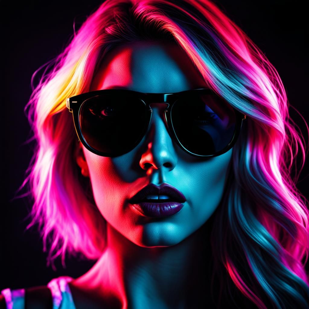 Its Dark and we're wearing sunglasses Female Surprise Black light art ...