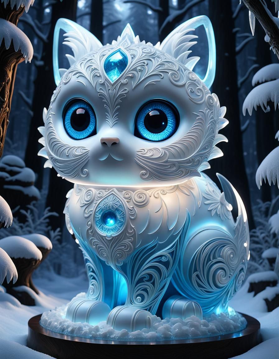 Cat ice sculpture ️ AI Generated Artwork NightCafe Creator