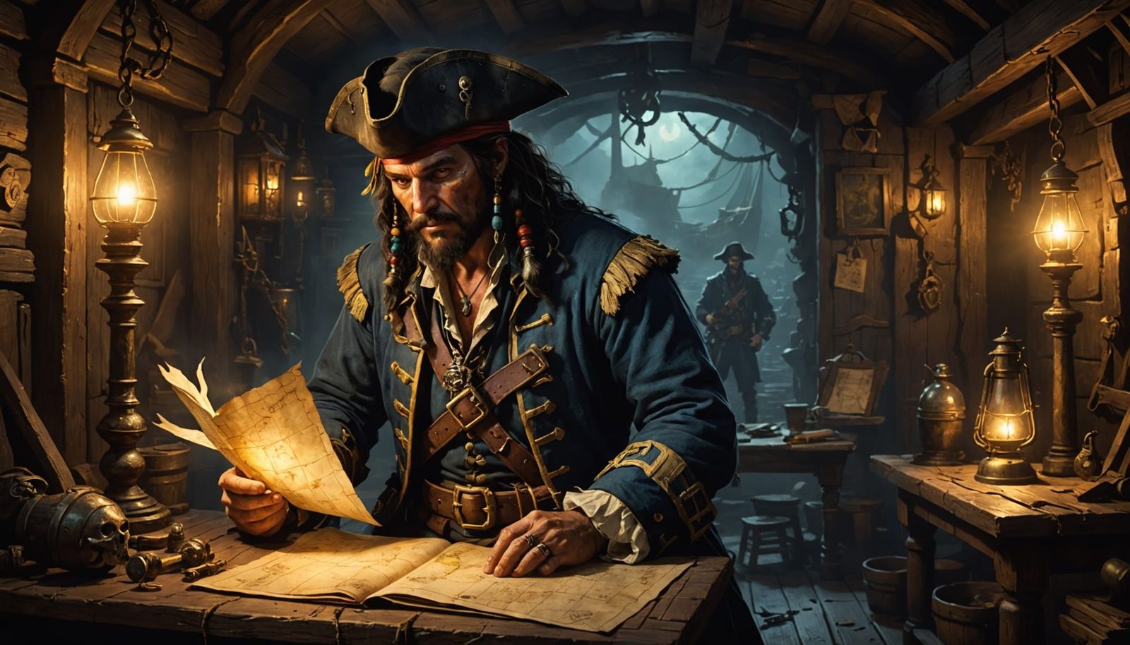 a pirate plotting the next heist (zero likes)  by @Jake Blues