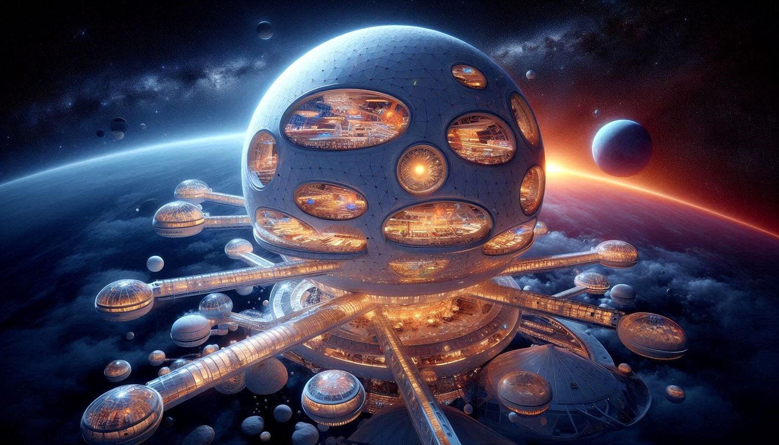 Giant futuristic space-port