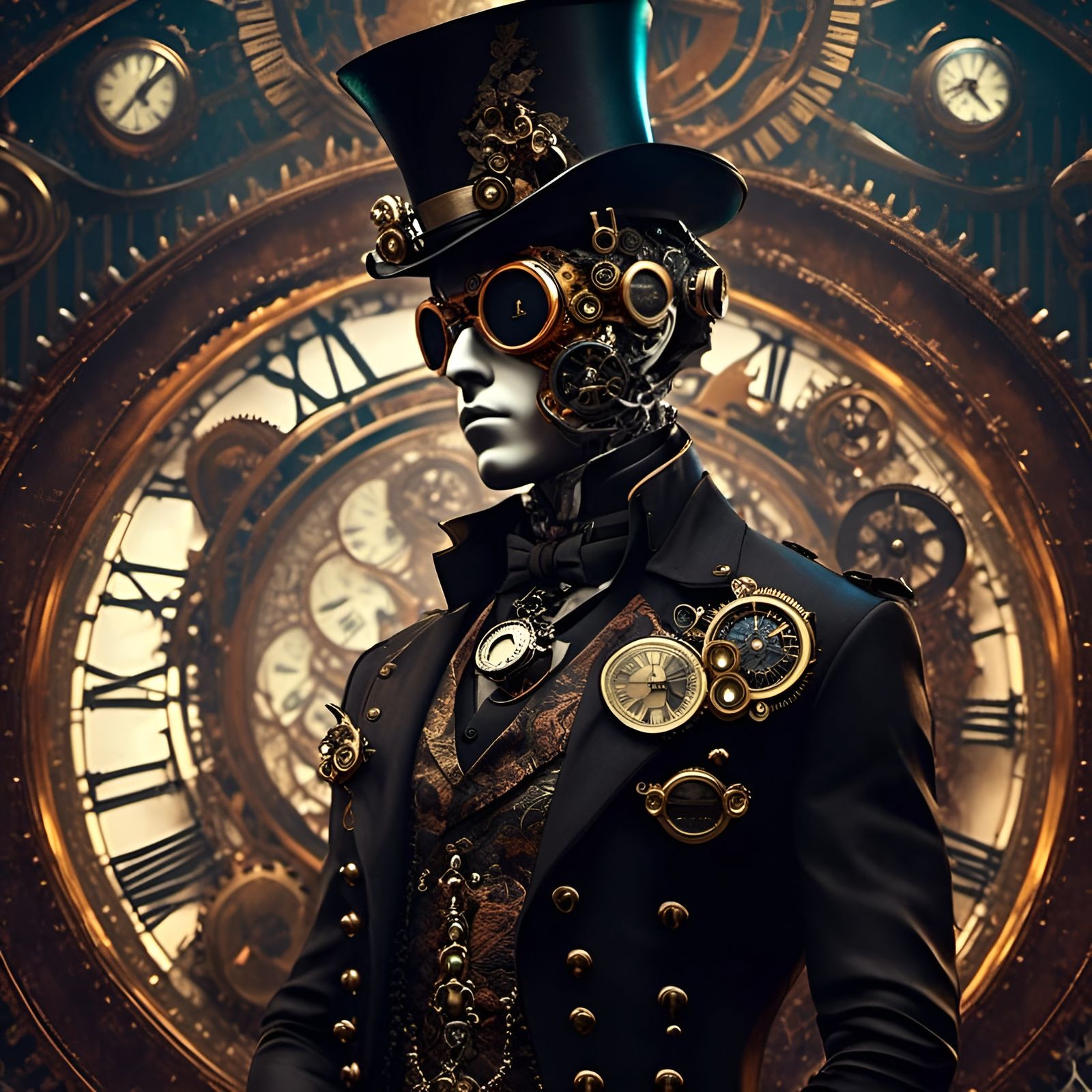 Black Steampunk man as a cop - AI Generated Artwork - NightCafe