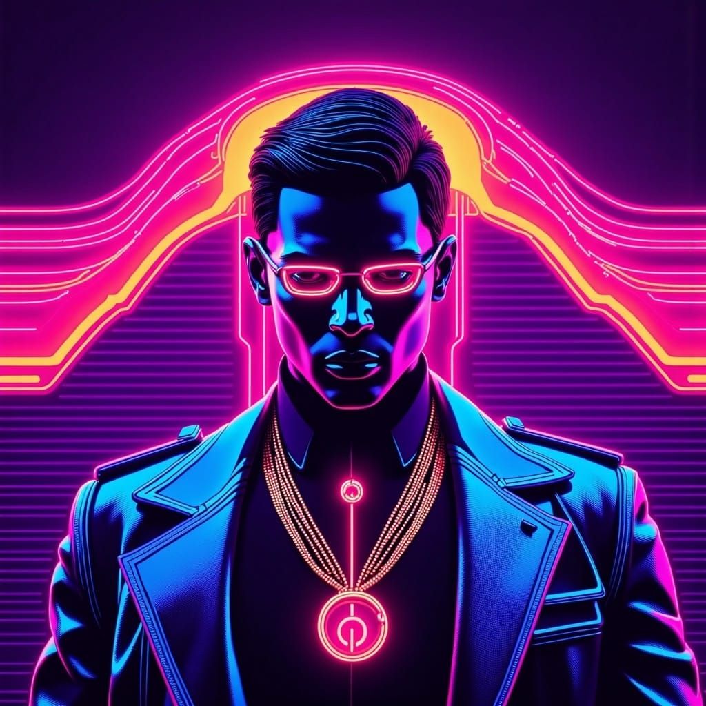 <lora:SynthwaveFluxV1:1.0> "The future hums with electric dreams."