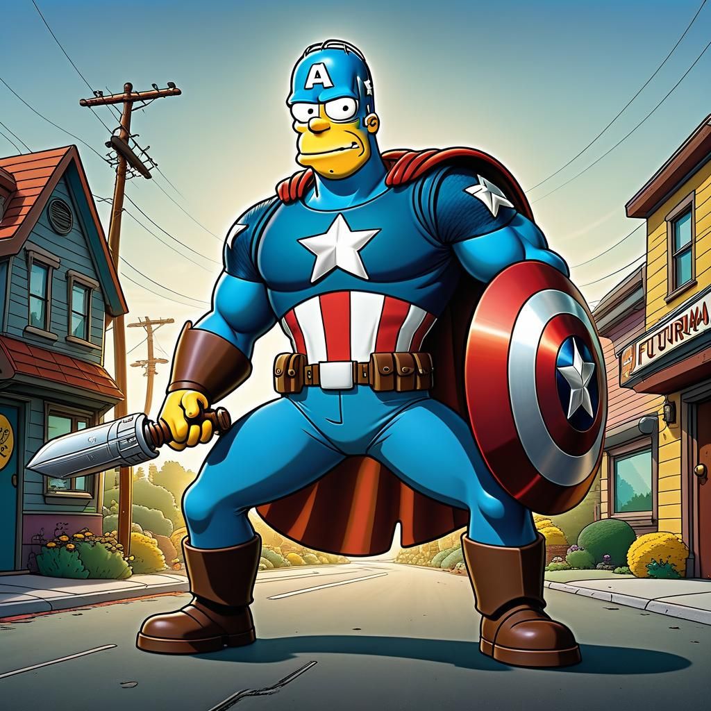 Captain America as a character in The Simpsons - AI Generated Artwork ...