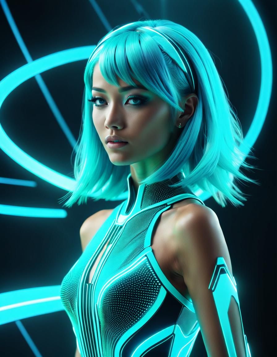 Neon lit portrait (Real Cartoon XL v4 - Clarity Upscale 80%)