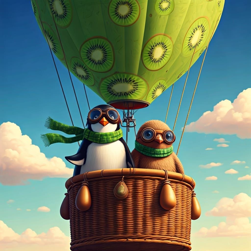 First Flight of Penguin and Kiwi