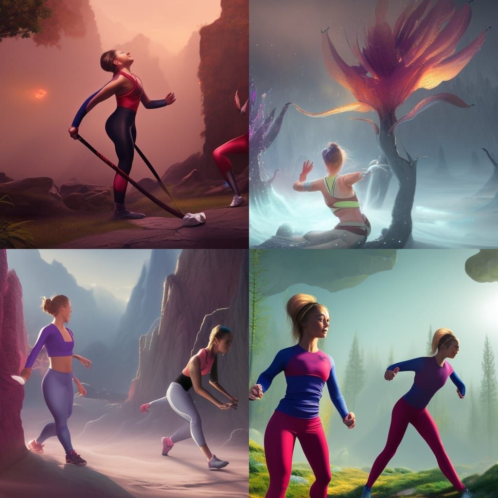 Women In Warm Sports Clothes Bowing Happily Slightly Slowing Magical women-in-warm-sports-clothes-bowing-happily-slightly-slowing-magical