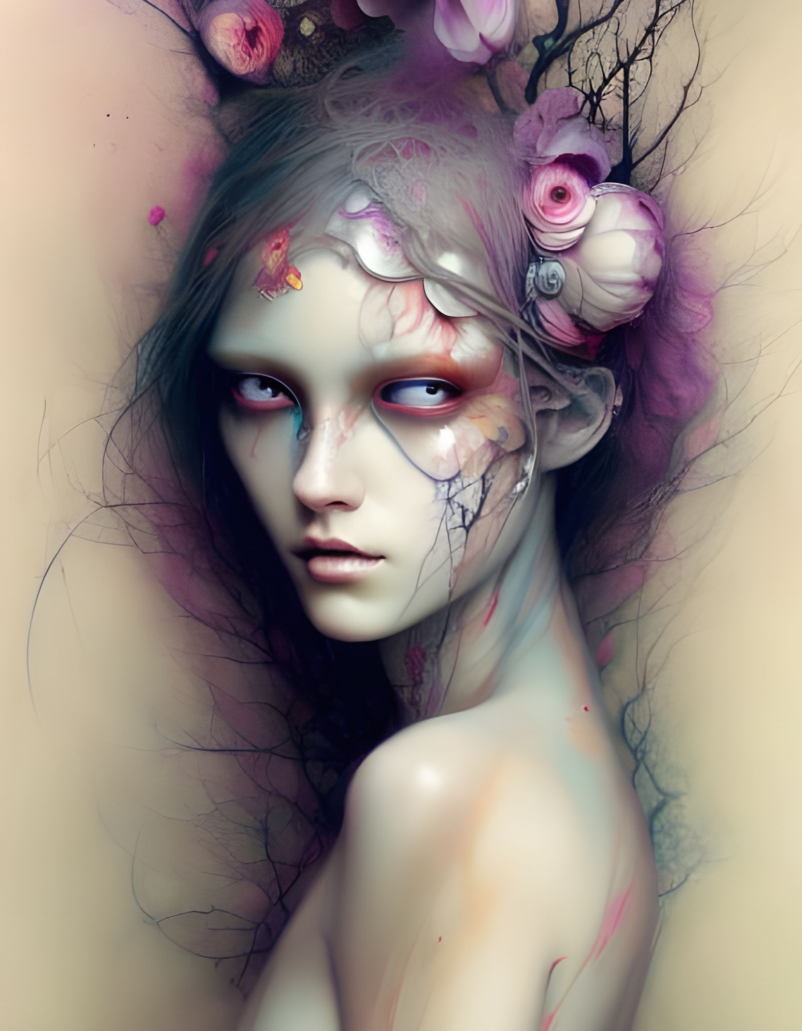 Scary Melting Woman: Hyperdetailed Fantasy Art